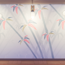An in-game look at Leaning Bamboo Wallpaper.