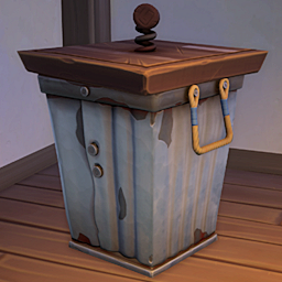 An in-game look at Makeshift Wastebasket.