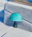 Brightshroom glowing in the crevice of a ruin.