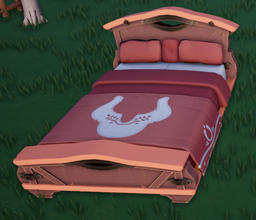 Autumn customization - Screenshot of the Ranch House Bed during the day in Palia.