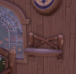An in-game look at Log Cabin Wall Shelf.
