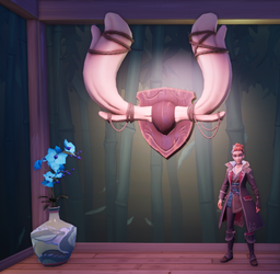 In-game screenshot showing the size of the Ormuu Antler Mount. The item is not interactable.