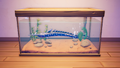An in-game look at Swordfin Eel in a fish tank.
