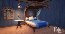 Image from the 0.166 patch notes showing the Bed, Vase, Side Table and Chandelier.