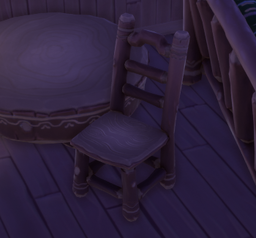 An in-game look at Log Cabin Dining Chair.