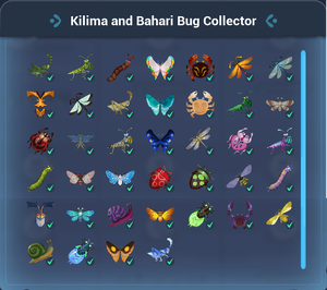 Kilima and Bahari Bug Collector Accomplishment.png