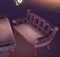 An in-game look at Log Cabin Large Bench.