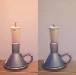 Makeshift Thin Candle shown in on and off modes.