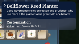 Bellflower Reed Planter tooltip ingame.