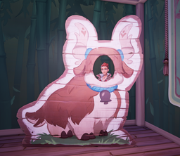In-game screenshot of the Ormuu Standee. The standee is not interactable, but designed to be looked through for photos.