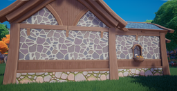 Mur en dalles de gypse sur l'extérieur d'une maison dans le jeu.
