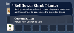Ingame tooltip for Bellflower Shrub Planter.