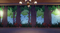 An in-game look at Mushroom Woods Wallpaper.