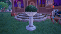 Bellflower Shrub Planter as seen ingame with other items.