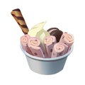 The icon of Delaila's Rolled Ice Cream in the in-game inventory.