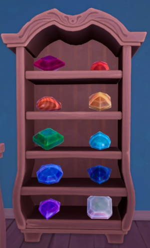 A screenshot of a complete set of Starstones, displayed in a Homestead Bookcase