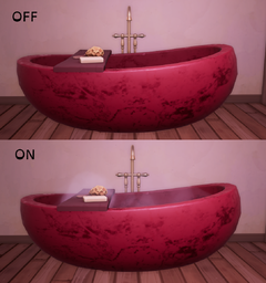 How Capital Chic Bathtub Classic looks in-game, water Off & On.